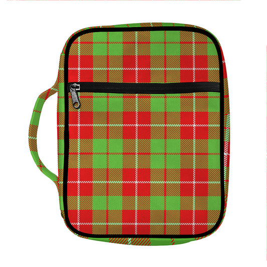 Xmas Plaid Pattern Print Front Pocket Bible Bag