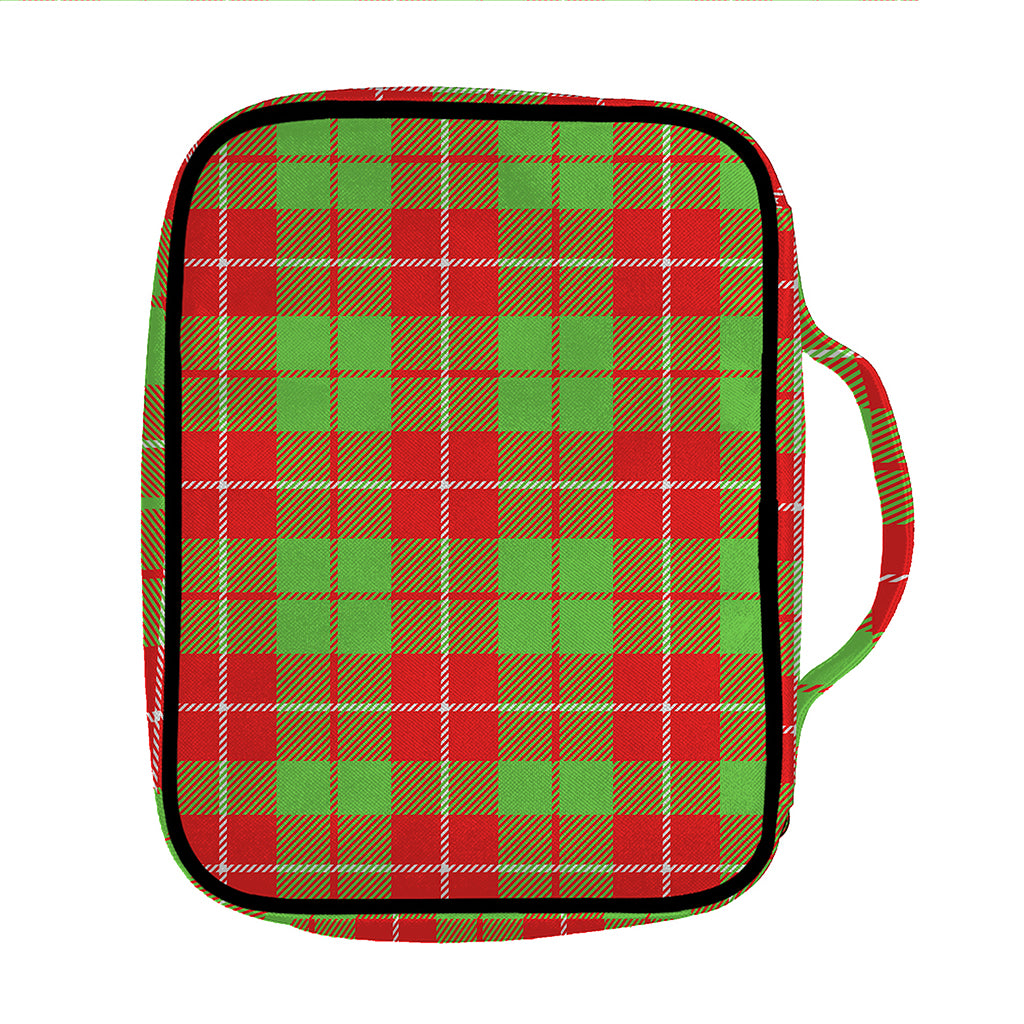 Xmas Plaid Pattern Print Front Pocket Bible Bag