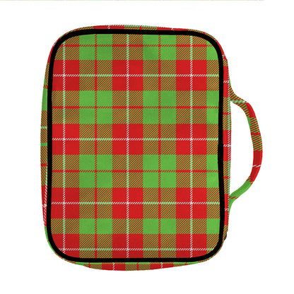 Xmas Plaid Pattern Print Front Pocket Bible Bag