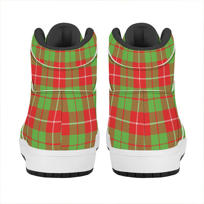 Xmas Plaid Pattern Print High Top Leather Sneakers