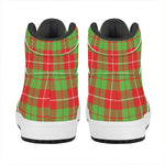 Xmas Plaid Pattern Print High Top Leather Sneakers