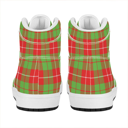 Xmas Plaid Pattern Print High Top Leather Sneakers