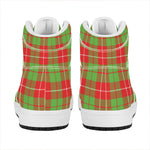 Xmas Plaid Pattern Print High Top Leather Sneakers