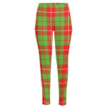 Xmas Plaid Pattern Print High-Waisted Pocket Leggings