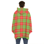 Xmas Plaid Pattern Print Hoodie Blanket