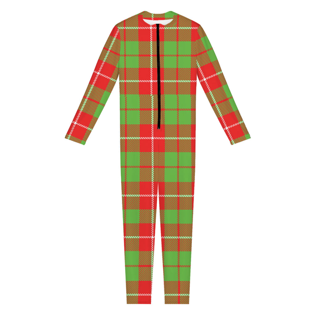 Xmas Plaid Pattern Print Jumpsuit