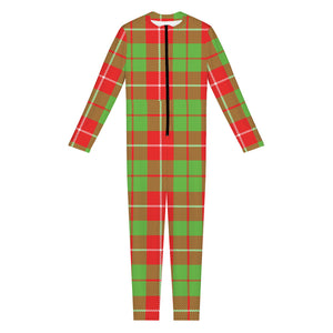 Xmas Plaid Pattern Print Jumpsuit