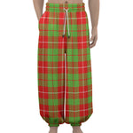 Xmas Plaid Pattern Print Lantern Pants