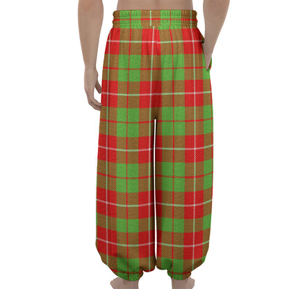 Xmas Plaid Pattern Print Lantern Pants