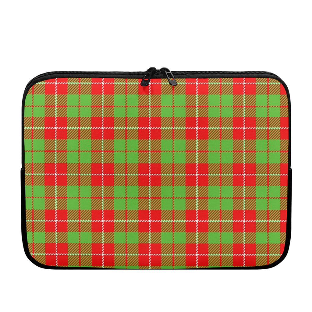 Xmas Plaid Pattern Print Laptop Sleeve
