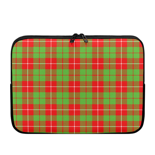 Xmas Plaid Pattern Print Laptop Sleeve