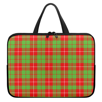 Xmas Plaid Pattern Print Laptop Sleeve With Handle