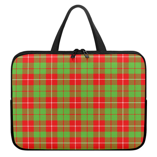 Xmas Plaid Pattern Print Laptop Sleeve With Handle