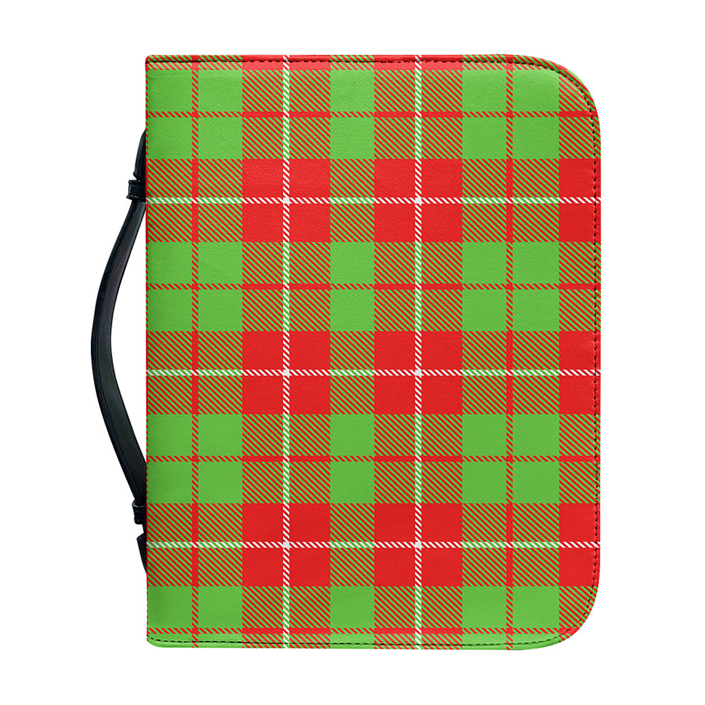 Xmas Plaid Pattern Print Leather Bible Cover
