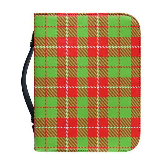 Xmas Plaid Pattern Print Leather Bible Cover