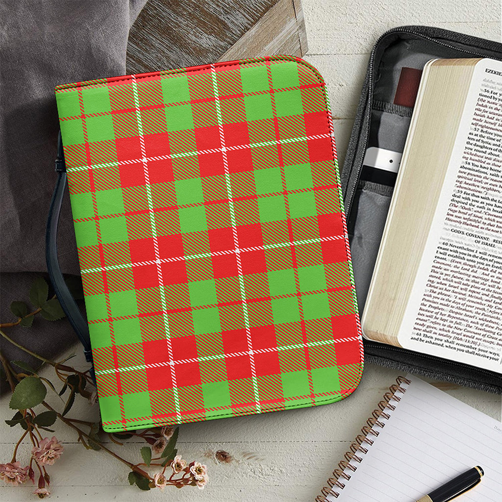 Xmas Plaid Pattern Print Leather Bible Cover