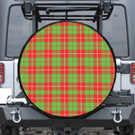 Xmas Plaid Pattern Print Leather Spare Tire Cover