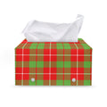 Xmas Plaid Pattern Print Leather Tissue Box Cover