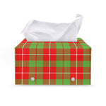 Xmas Plaid Pattern Print Leather Tissue Box Cover