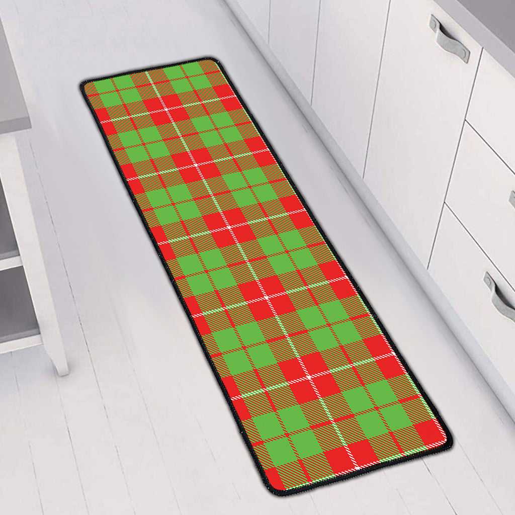 Xmas Plaid Pattern Print Long Kitchen Mat