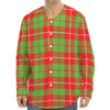 Xmas Plaid Pattern Print Long Sleeve Baseball Jersey