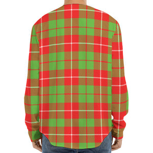 Xmas Plaid Pattern Print Long Sleeve Baseball Jersey