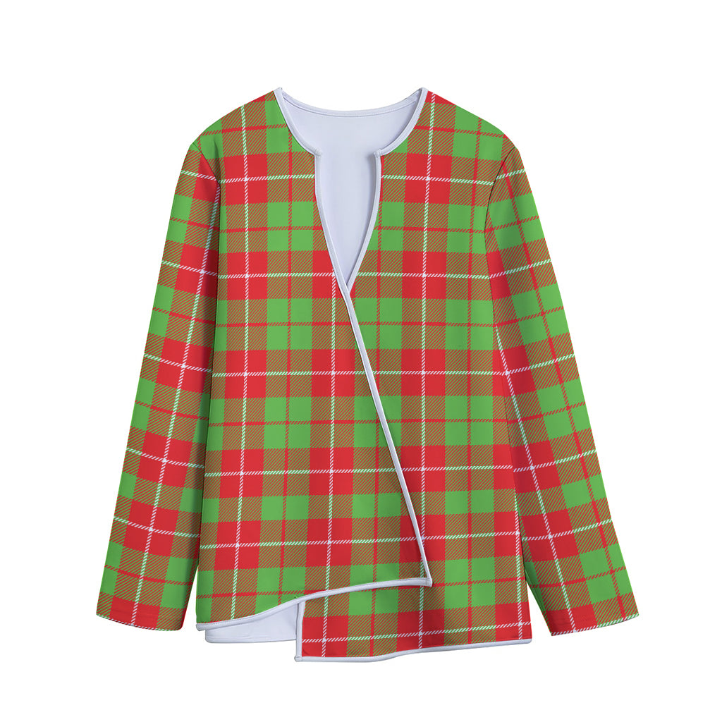Xmas Plaid Pattern Print Long Sleeve Short Coat