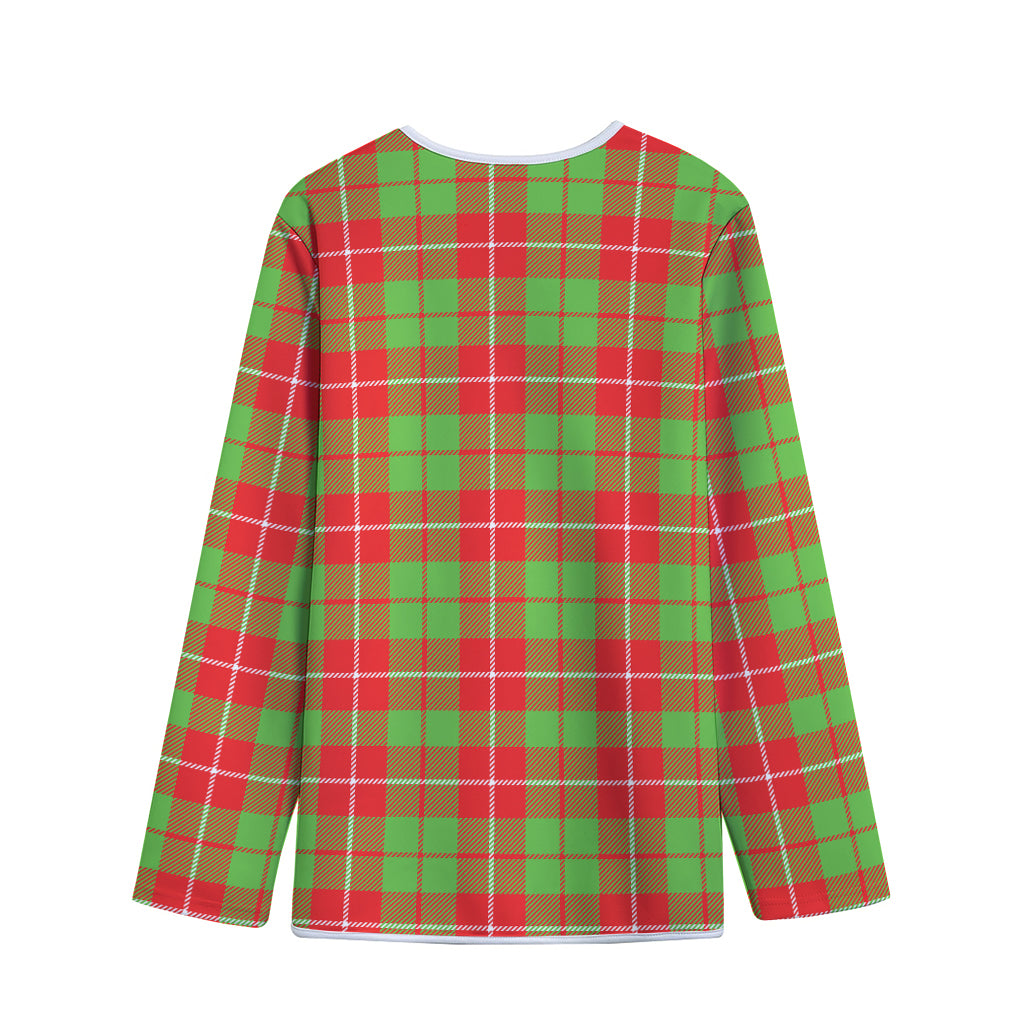Xmas Plaid Pattern Print Long Sleeve Short Coat