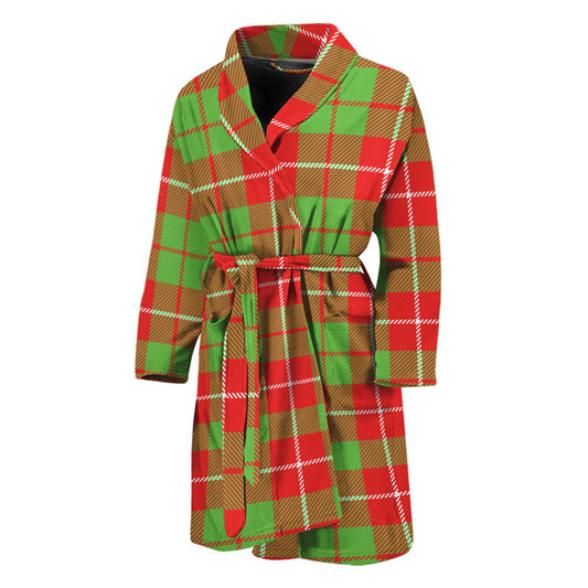Xmas Plaid Pattern Print Men's Bathrobe
