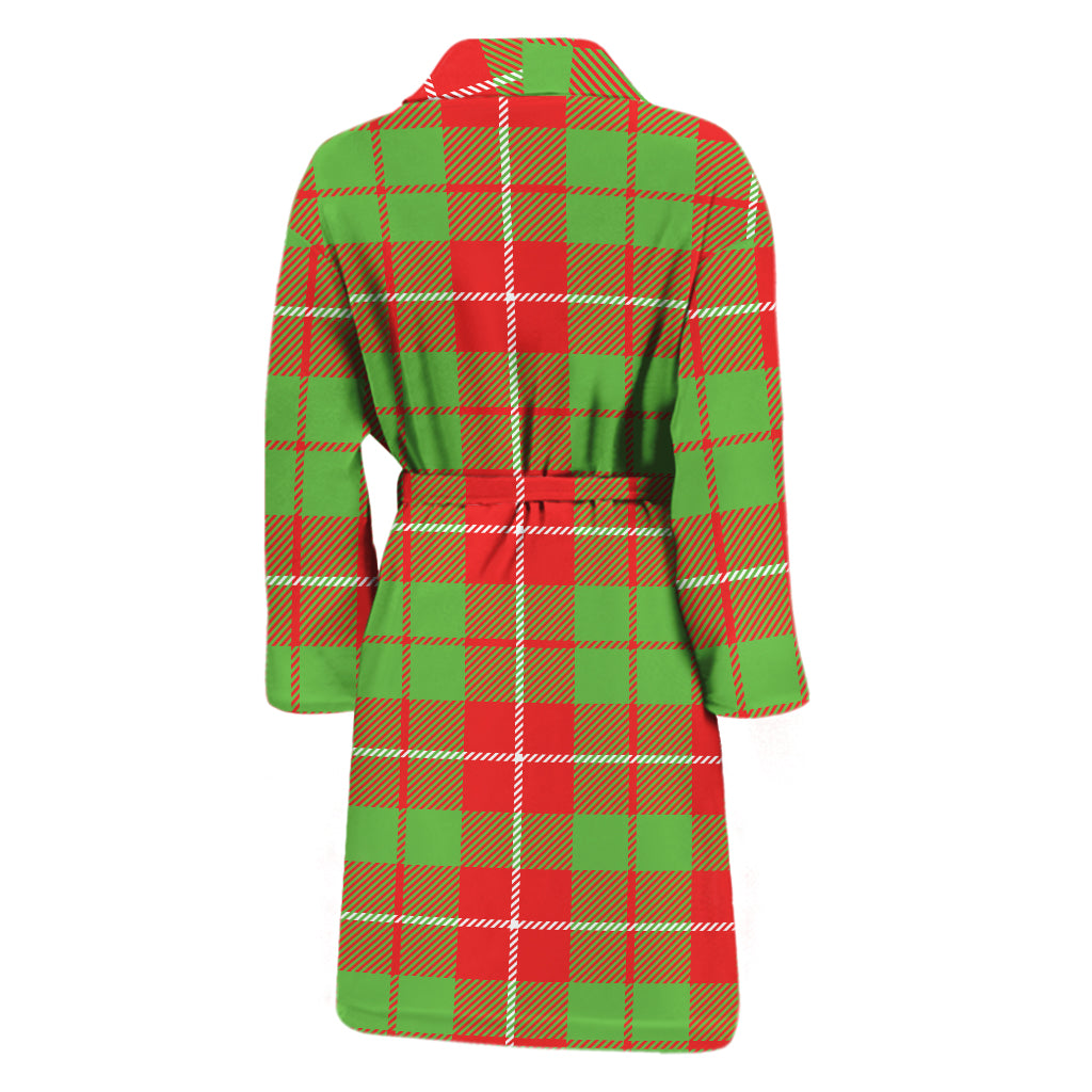 Xmas Plaid Pattern Print Men's Bathrobe