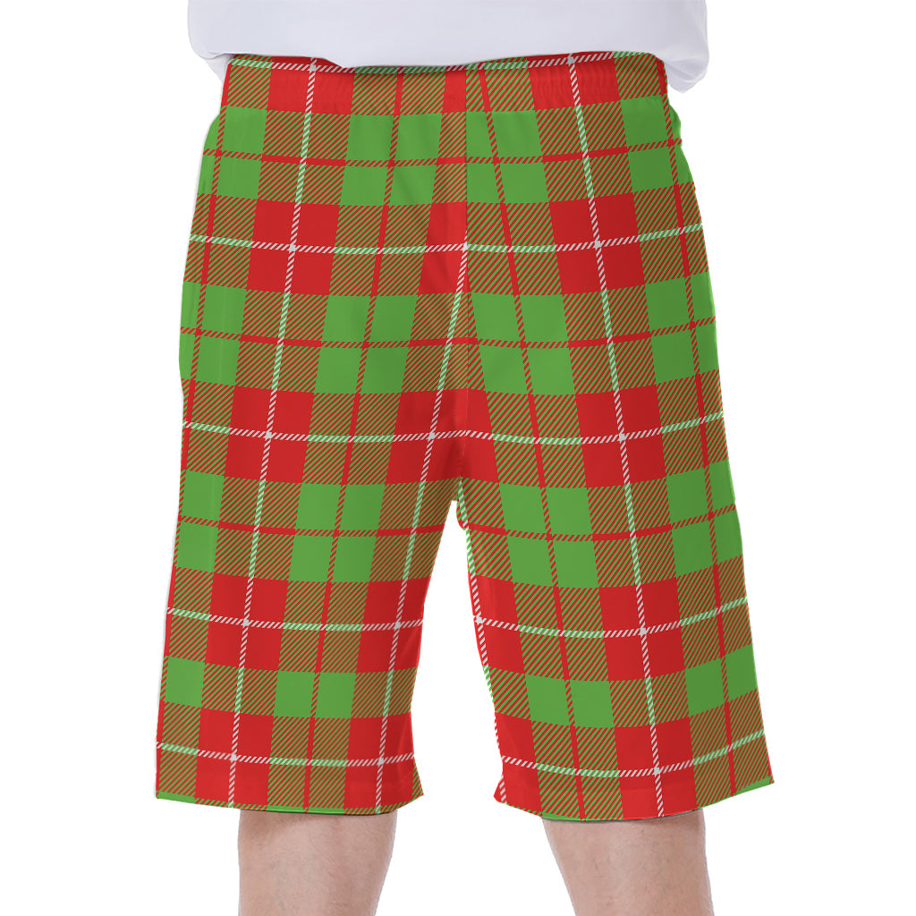 Xmas Plaid Pattern Print Men's Beach Shorts