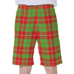 Xmas Plaid Pattern Print Men's Beach Shorts