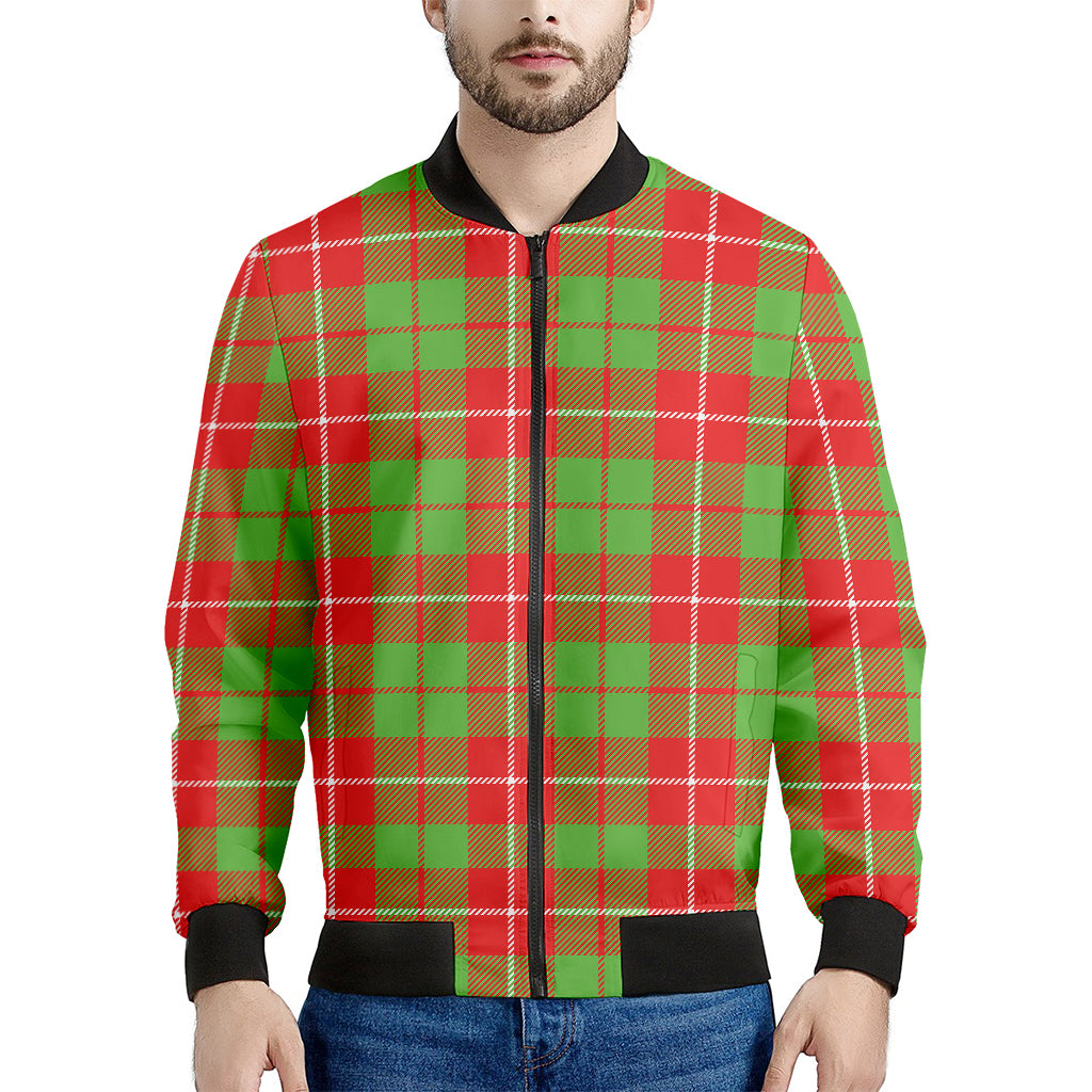 Xmas Plaid Pattern Print Men's Bomber Jacket
