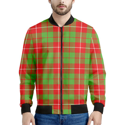 Xmas Plaid Pattern Print Men's Bomber Jacket