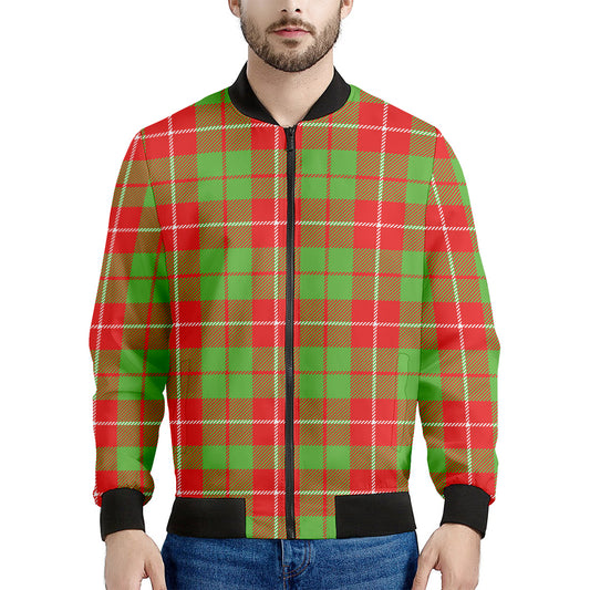 Xmas Plaid Pattern Print Men's Bomber Jacket