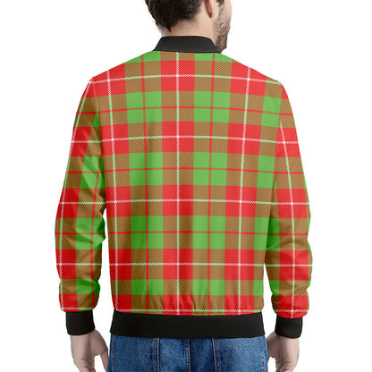 Xmas Plaid Pattern Print Men's Bomber Jacket