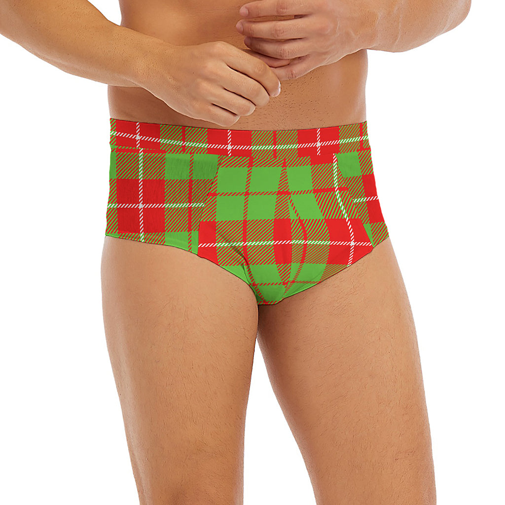 Xmas Plaid Pattern Print Men's Briefs