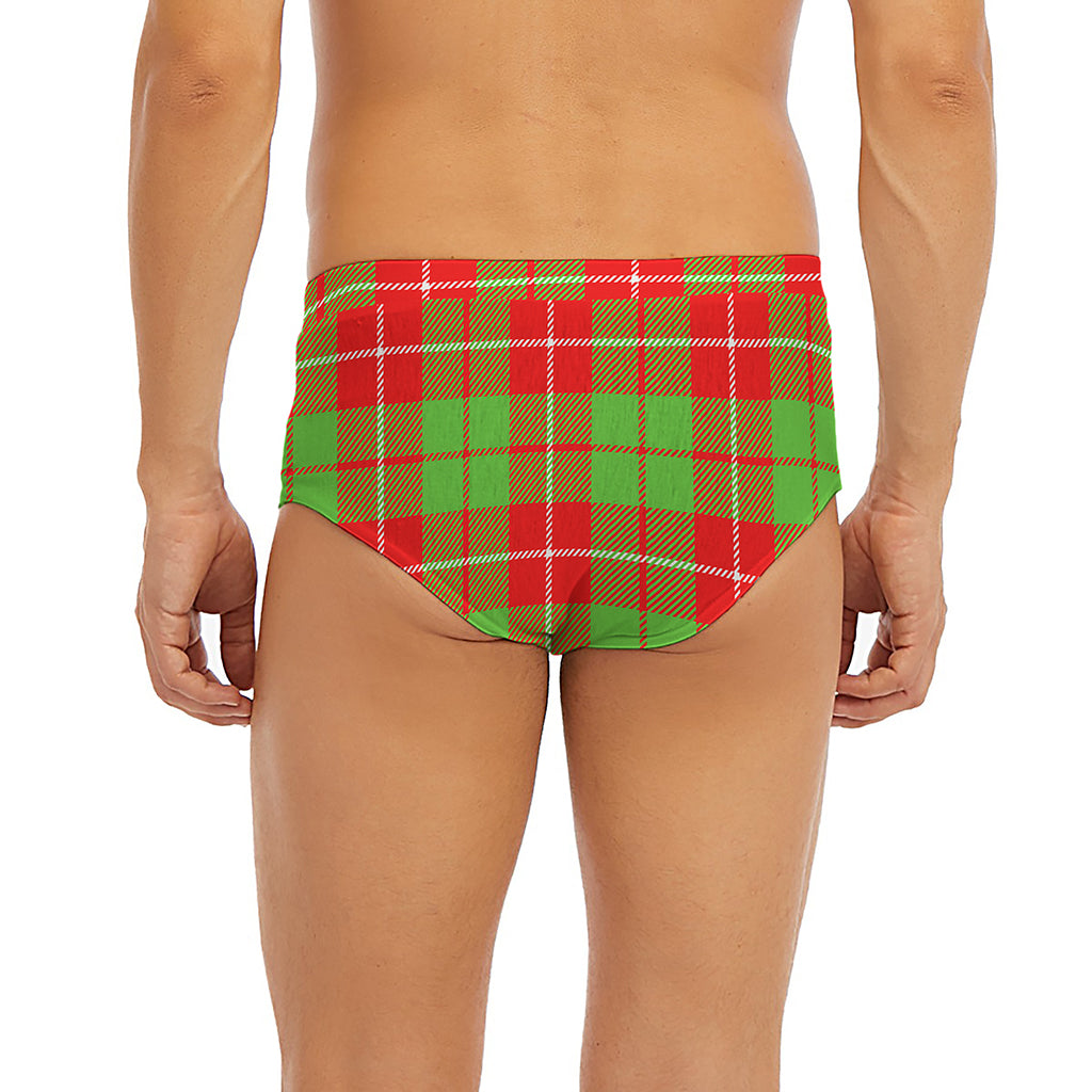 Xmas Plaid Pattern Print Men's Briefs