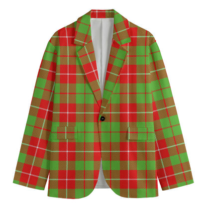 Xmas Plaid Pattern Print Men's Cotton Blazer