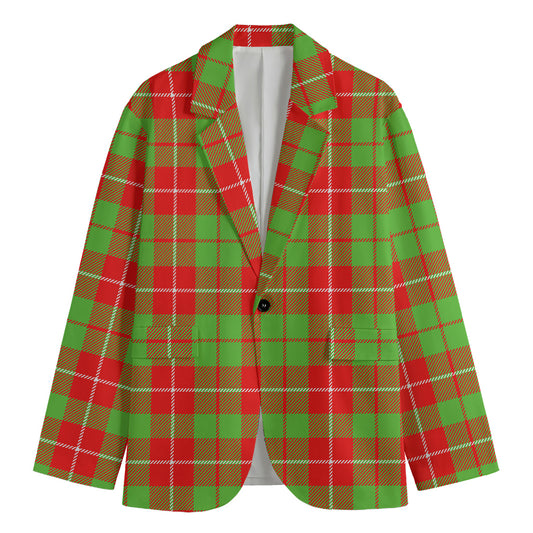 Xmas Plaid Pattern Print Men's Cotton Blazer