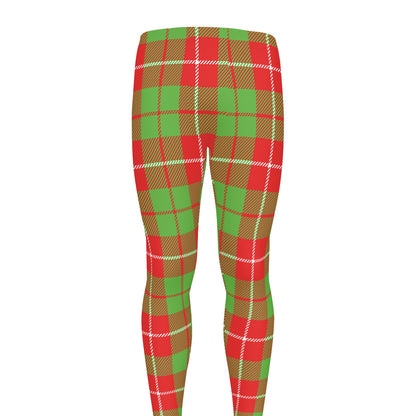 Xmas Plaid Pattern Print Men's leggings