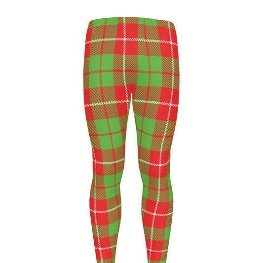 Xmas Plaid Pattern Print Men's leggings