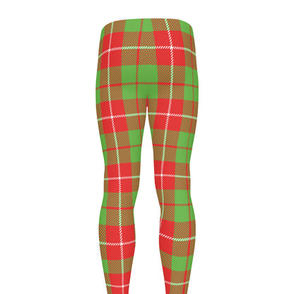 Xmas Plaid Pattern Print Men's leggings
