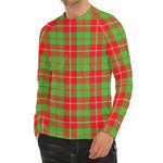 Xmas Plaid Pattern Print Men's Long Sleeve Rash Guard