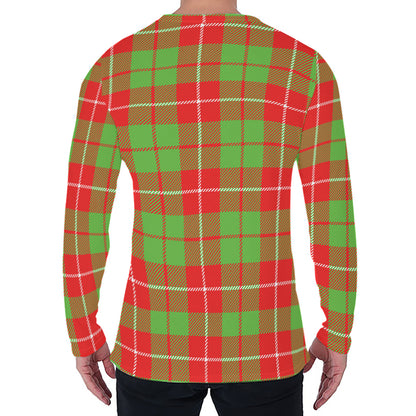 Xmas Plaid Pattern Print Men's Long Sleeve T-Shirt