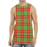 Xmas Plaid Pattern Print Men's Muscle Tank Top