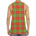 Xmas Plaid Pattern Print Men's Muscle Tank Top