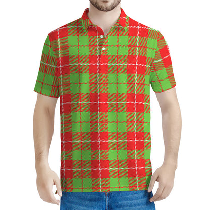 Xmas Plaid Pattern Print Men's Polo Shirt