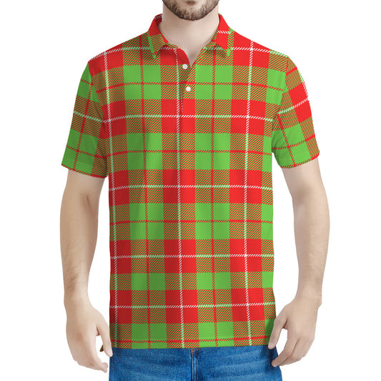 Xmas Plaid Pattern Print Men's Polo Shirt