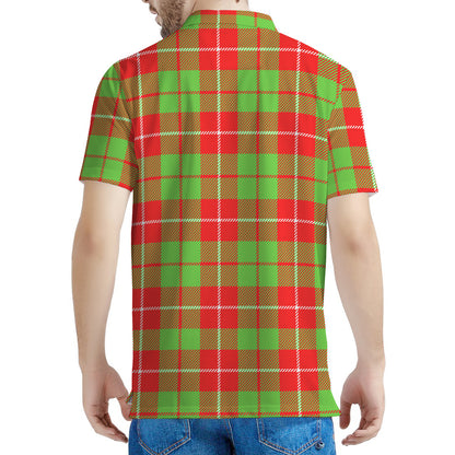 Xmas Plaid Pattern Print Men's Polo Shirt